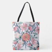 Tote Bag Elégant rose Fleurs Aquarelle Floral (Devant)