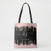 Tote Bag Élégant Rose Gold Parties scintillant Drives Monog (Devant)
