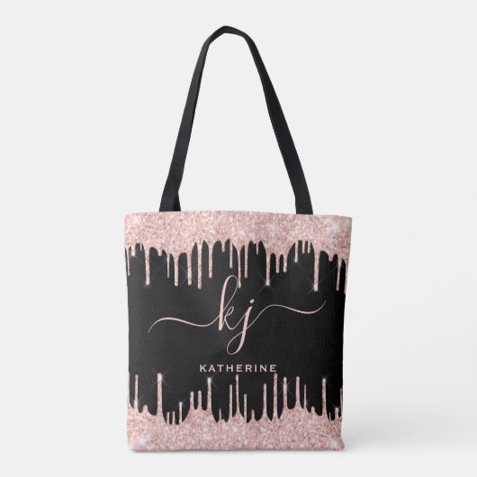Tote Bag Élégant Rose Gold Parties scintillant Drives Monog (Dos)