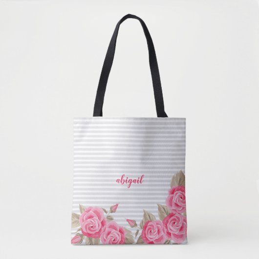 Tote Bag Élégant rose Lovely & Rose Motif rayé (Devant)