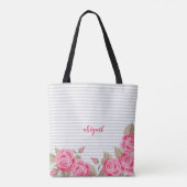 Tote Bag Élégant rose Lovely & Rose Motif rayé (Dos)