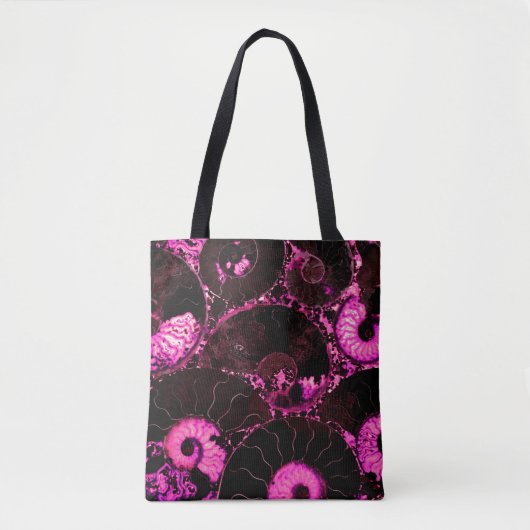 Tote Bag Élégant rose noir Nautilus motif de coquille fossi (Devant)