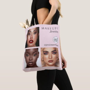 Tote Bag Élégant Rose Pâle 3 Photo Logo Studio de Maquillag