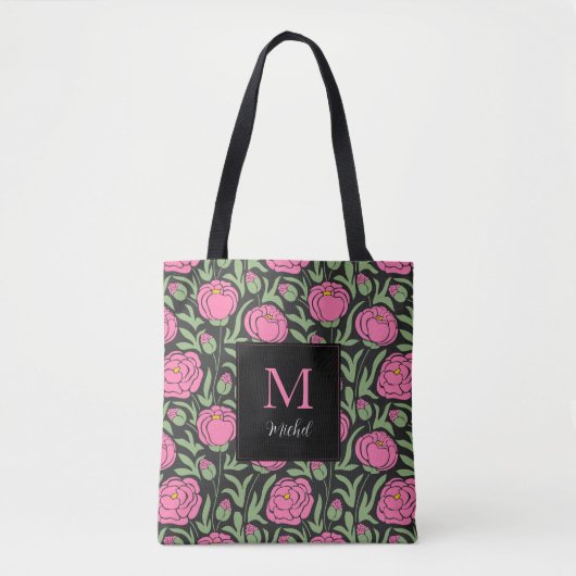 Tote Bag Elégant rose Peony Flowers Personnalisé (Devant)