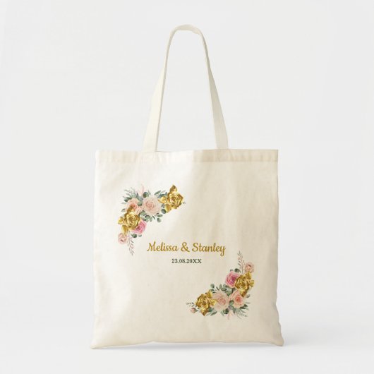 Tote Bag Élégant rose, Rose Eucalyptus Mariage floral (Devant)