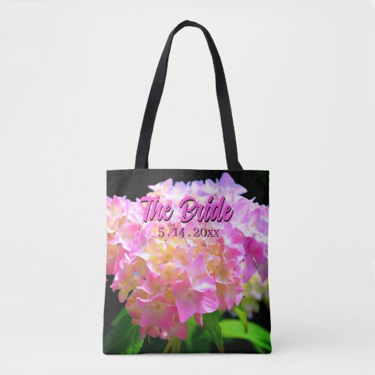 Tote Bag Elégant rose violet orange hydrangée comme Mariée (Devant)