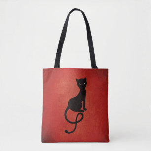 Tote Bag Elegant rouge chat noir mal