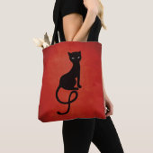 Tote Bag Elegant rouge chat noir mal (De près)