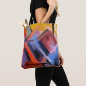 Tote Bag Elégant Rouge Orange Noir Rose Bleu Art Abstrait (De près)
