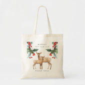 TOTE BAG ÉLÉGANT ROUGE VERT HOLLY BERRY DEER DUO NOUVEL AN (Devant)