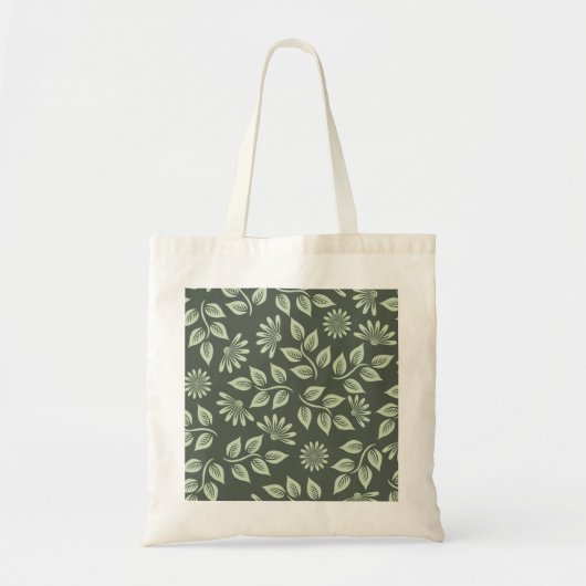 Tote Bag Elegant Sage Green Vintage Floral (Devant)