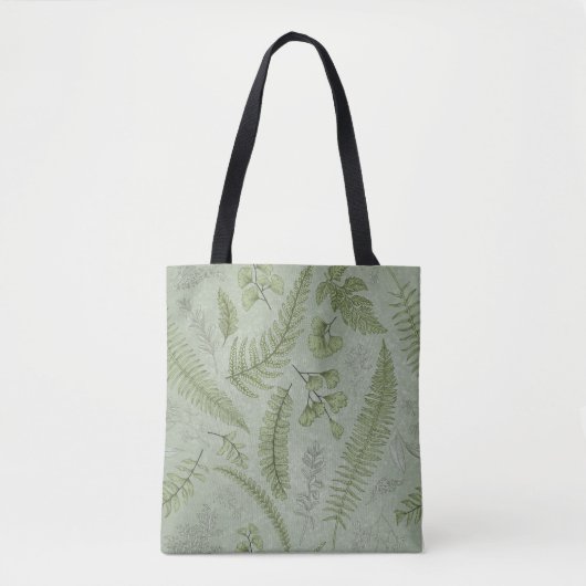 Tote Bag Elégant Sage Vert Aquarelle Floral (Devant)