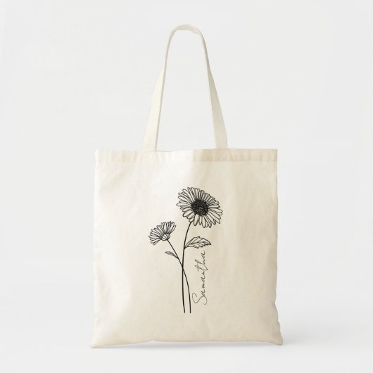 Tote Bag Élégant Script Aster Septembre Nom de la fleur de  (Devant)