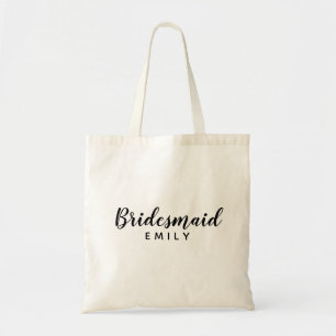 Tote Bag Élégant Script Bridesmaid Nom personnalisé