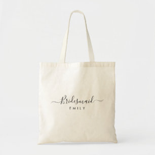 Tote Bag Élégant Script Bridesmaid Nom personnalisé