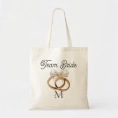 Tote Bag Elegant Script Gold Ring Team Bride Monogram (Devant)