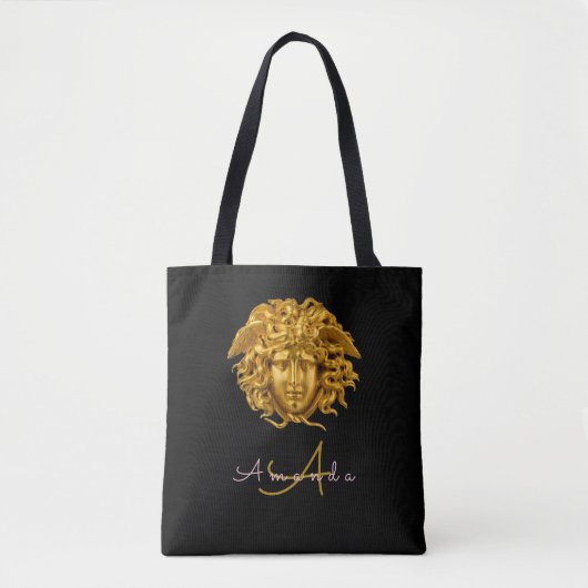 Tote Bag Elégant Script Medusa Haute Couture Chic Noir (Devant)