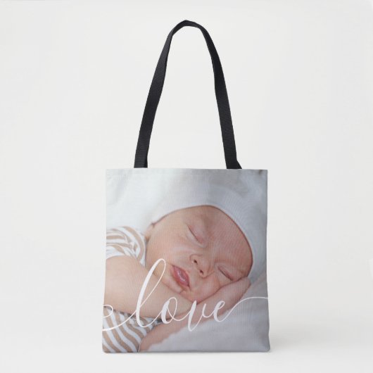 Tote Bag Élégant script moderne pour photo de bébé (Devant)