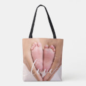Tote Bag Élégant script moderne pour photo de bébé (Dos)