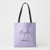 Tote Bag Élégant Script Monogram Pale Lavender Bridesmaid (Devant)