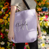 Tote Bag Élégant Script Monogramme Pale Lavender