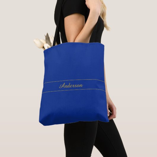 Tote Bag Élégant script or sur Arrière - plan bleu marine (De près)