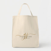 Tote Bag Élégant Script Personnalisé Monogramme Bridesmaid (Devant)