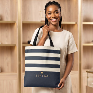 Tote Bag Élégant Sénégal Lieu Préféré Monogramme personnali