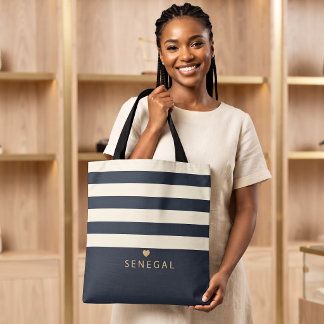 Tote Bag Élégant Sénégal Lieu Préféré Monogramme personnali