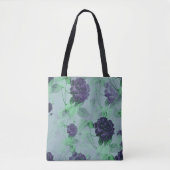Tote Bag Elégant Shabby Chic Blue Rose Illustration (Devant)