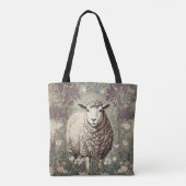 Tote Bag Elegant Sheep Lavender Flower Background (Dos)