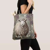 Tote Bag Elegant Sheep Lavender Flower Background (De près)