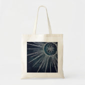 Tote Bag Elégant Silver Sun Moon Doodle Mandala Blue Design (Devant)