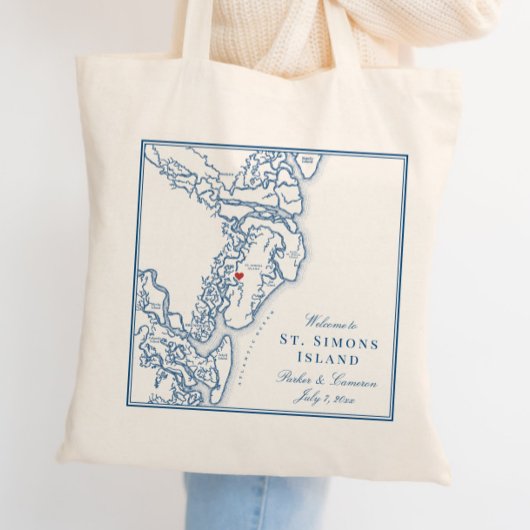 Tote Bag Élégant St. Simons Island Georgia Mariage de carte