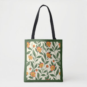 Tote Bag Élégant Style Mignon Orange Botanique Floral
