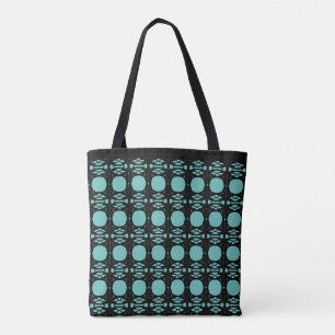 Tote Bag Élégant style noir et sarcelle motif ovale