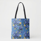 Tote Bag Élégant Stylish Cute Bleu Botanique Floral (Devant)