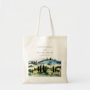 Tote Bag Elégant Toscane Italie Aquarelle Mariage paysage
