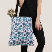 Tote Bag Elegant turquoise and blue flowers (De près)