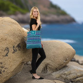 Tote Bag Élégant Turquoise violet Motif Tribal