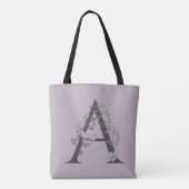 Tote Bag Élégant Un Boho Floral Monogramme initial Lilac Gr (Dos)