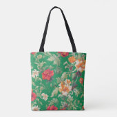Tote Bag Élégant vert à motifs floraux (Dos)