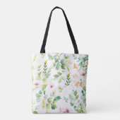 Tote Bag Elégant vert fleurs sauvages d'aquarelle (Dos)