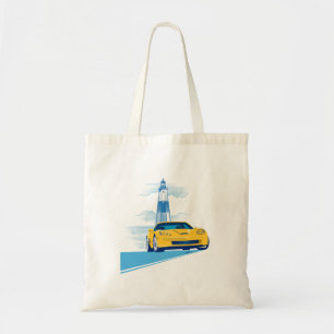 Tote Bag Elegant Vette Cruise Illustration