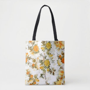 Tote Bag Elégant Vintage Shabby Chic Yellows Golds Florals
