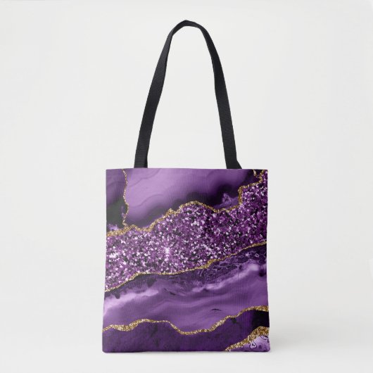 Tote Bag Élégant violet et or Parties scintillant agate océ (Devant)