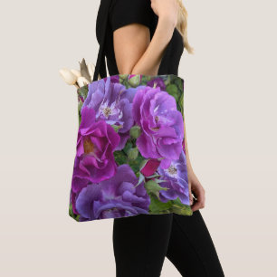 Tote Bag Élégant violet Rose Floral