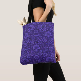Tote Bag Elegant Violet Vintage Damask Pattern