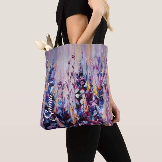 Tote Bag Élégant Violet Violet Lilac Floral (De près)