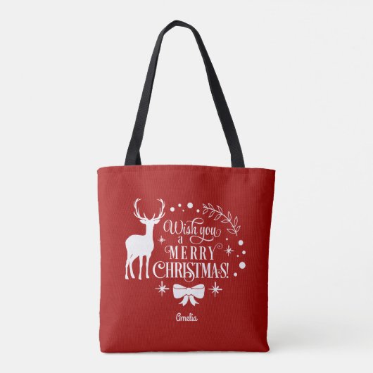 Tote Bag Elégant Vous Souhaite Un Joyeux Monogramme DE NOËL (Dos)